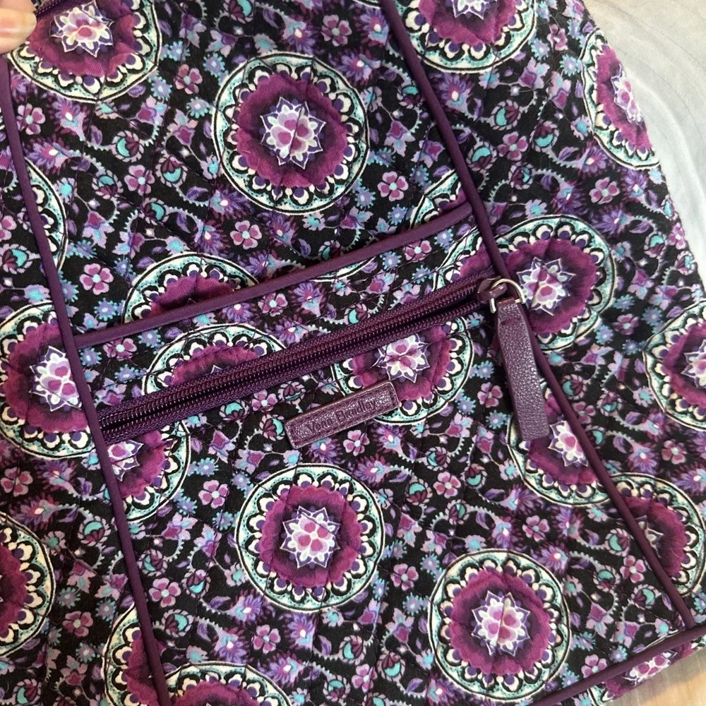 Vera Bradley Villager Tote Shoulder Purse Crossbody Lilac Medallion EUC